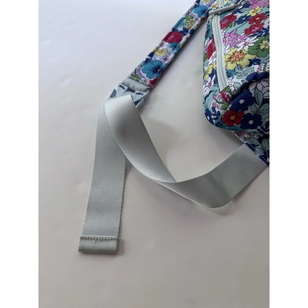 Vera Bradley Blue Floral Crescent Sling Crossbody Bag Zip Adjustable Strap